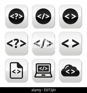 Le code de programmation des boutons vecteur défini Illustration de Vecteur