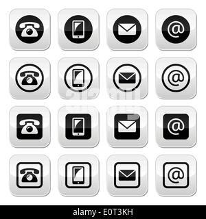 Boutons de contact en cercle et carré disposé - mobile, téléphone, e-mail, enveloppe Illustration de Vecteur