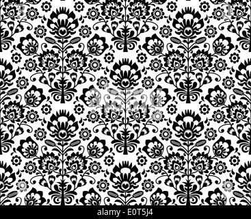 Polish florale - motif ethnique en noir et blanc Illustration de Vecteur
