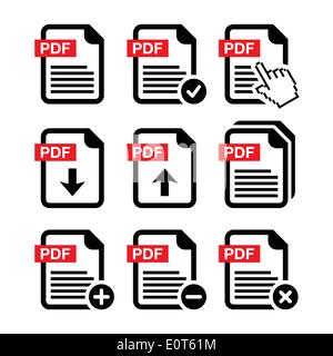 PDF download et upload icons set Illustration de Vecteur