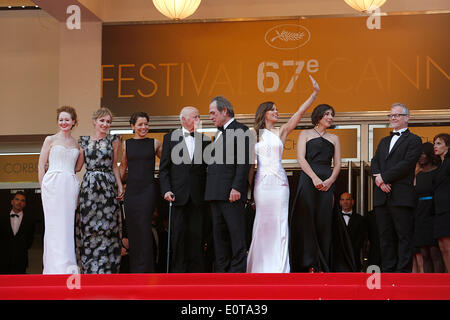 Miranda Otto, Sonja Richter, Dawn Laurel-Jones, Gilles Jacob, Tommy Lee Jones, Hilary Swank, Victoria Jones et Thierry Fremaux participant à la 'la' Homesman première mondiale au 67e Festival du Film de Cannes en mai/photo alliance Banque D'Images