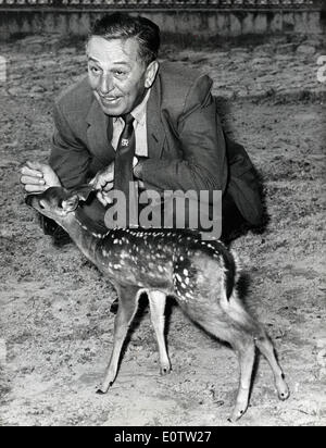 Walt Disney avec un faon au zoo de Berlin Banque D'Images