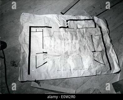 02 février 1961 - Aperçu des procès contre Adolf Eichmann à Jérusalem. La photo montre les plans d'architectes de la cour dans la chambre Banque D'Images