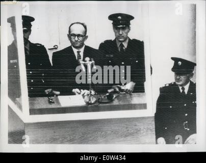 04 avril, 1961 - Ouverture de l'essai - Adolf Eichmann à Jérusalem. Accusé de meurtre de masse des Juifs : Le procès s'est ouvert ce Banque D'Images
