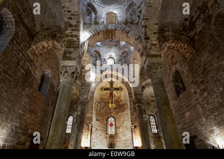 Dome, inachevées, San Cataldo, l'église normande de 1154, Palerme, Sicile, Italie Banque D'Images