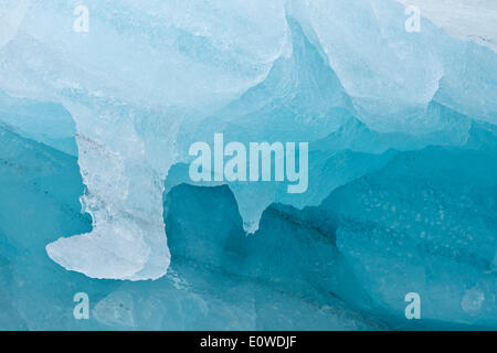 Vue détaillée de la glace de glacier, Liefdefjorden Monacobreen, fjord, Spitsbergen, Svalbard, îles Svalbard et Jan Mayen Banque D'Images