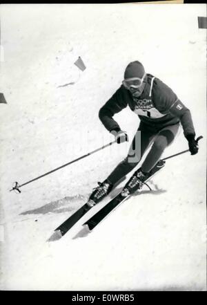 02 février 1964 - Jeux Olympiques d'hiver 1964 dans Jnnsbruck / Autriche Médaille d'or pour la France : l'homme français François Bonlieu a remporté aujourd'hui 2.2.1964.Pour la France la chanta Médaille d'or en slalom géant de l'homme. Banque D'Images