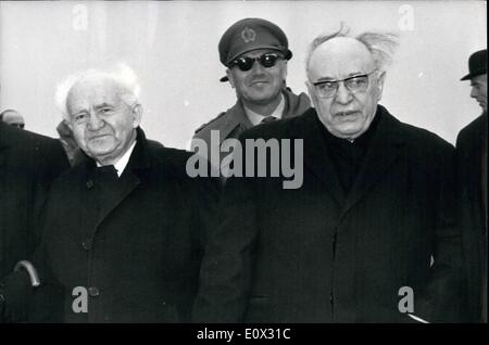 01 janvier 1965 - Arrivée pour Les Funérailles de Sir Winston Churchill/. Le président d'Israël - et Ben Gourion : photo montre M. Shazar Banque D'Images