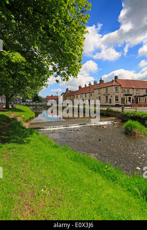 Rivière Leven à grande Ayton, bas Vert, North Yorkshire, Angleterre, Royaume-Uni. Banque D'Images