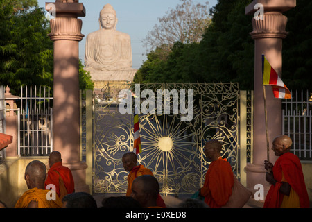 Bodh Gaya est un important site de pèlerinage bouddhiste en Inde, connu pour l'arbre de la Bodhi sous lequel le Bouddha a gagné l'illumination. Banque D'Images