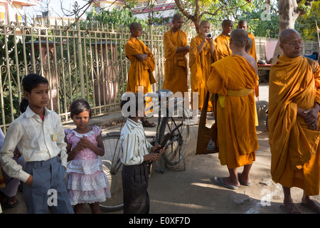 Bodh Gaya est un important site de pèlerinage bouddhiste en Inde, connu pour l'arbre de la Bodhi sous lequel le Bouddha a gagné l'illumination. Banque D'Images