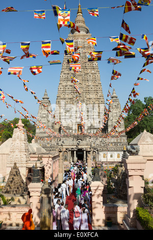 Bodh Gaya est un important site de pèlerinage bouddhiste en Inde, connu pour l'arbre de la Bodhi sous lequel le Bouddha a gagné l'illumination. Banque D'Images