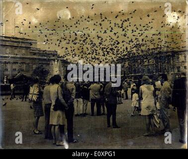 Juillet 21, 1967 - Supersonic Boom. Photo montre : ce fut la scène à Trafalgar Square aujourd'hui, montrant l'effet boom supersonique d'aujourd'hui sur les pigeons. Banque D'Images