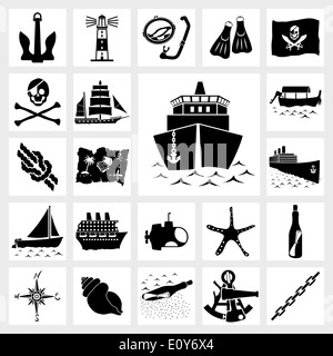 Vector icon set nautical Banque D'Images