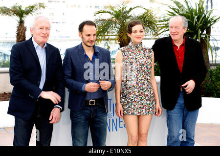 Jean-Pierre Dardenne, Fabrizio Rongione, Marion Cotillard et Luc Dardenne lors de la 'Deux jours, une nuit / deux jours, une nuit" photocall à la 67ème Festival du Film de Cannes le 20 mai 2014/photo alliance Banque D'Images