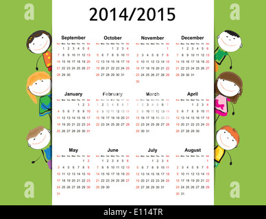 Calendrier scolaire sur les années 2014 et 2015 Banque D'Images