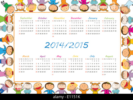 Calendrier scolaire sur les années 2014 et 2015 Banque D'Images