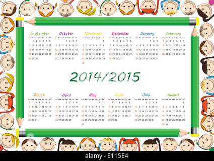 Calendrier scolaire sur les années 2014 et 2015 Banque D'Images