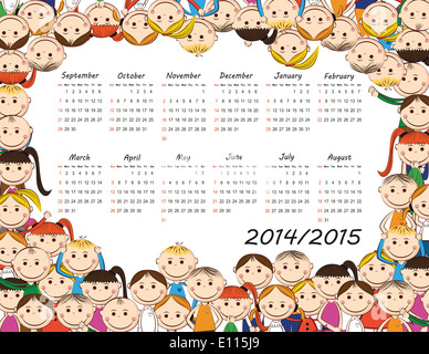 Calendrier scolaire sur les années 2014 et 2015 Banque D'Images