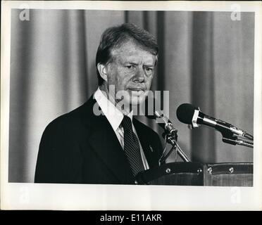 10 octobre 1976 - Visite de Gov. Jimmy Carter à New York City. Le candidat démocrate Jimmy Carter s'adressant à un collecteur de DNC, au Trianon Ballroom de l'hôtel Hilton New York à la 6e Avenue et 54th street, new-york. Banque D'Images