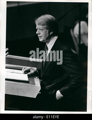 10 octobre 1977 - Le Président Jimmy Carter à l'ONU. Banque D'Images