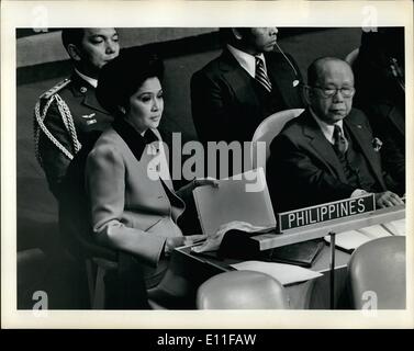 10 octobre 1977 - Imelda Marcos à l'ONU Banque D'Images