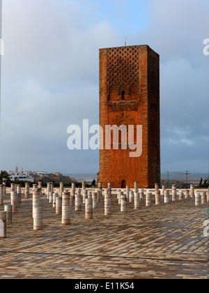 Tour Hassan à Rabat, Maroc Banque D'Images