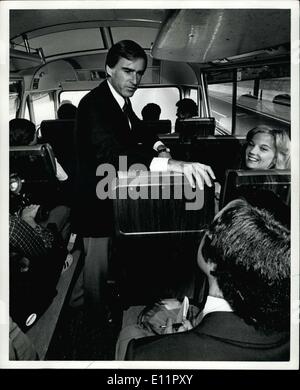 Septembre 09, 1979 - Jerry Brown sur sa presse bus, New Hampshire. Banque D'Images