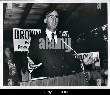 Septembre 09, 1979 - Jerry Brown à l'Strafford Comté Picknic, Centre hellénique, Long Hill Road, Dover, New Hampshire. Banque D'Images