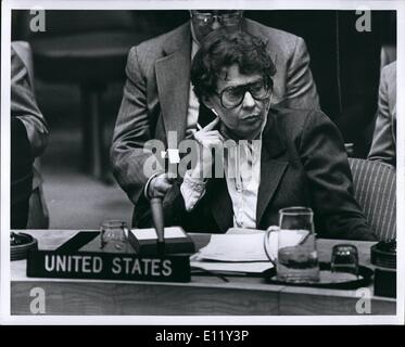 Mar. 03, 1981 - L'Organisation des Nations Unies, New York : Le Conseil de sécurité s'est réuni ce mois-ci sur le problème au Liban. Photo montre. Nouveau ambassadeur américain auprès de l'Organisation des Nations Unies Jeane J. Kirkpatrick au cours de la réunion du Conseil de sécurité. Banque D'Images