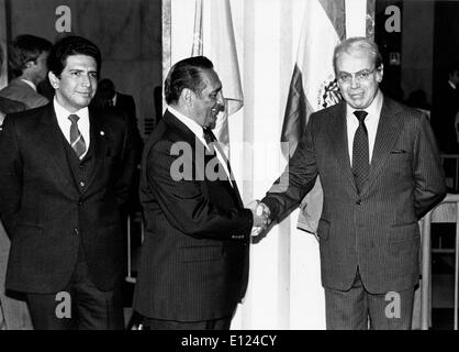 Le président d'El Salvador, José Napoléon Duarte visite le Siège de l'Organisation des Nations Unies Banque D'Images