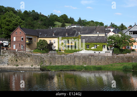 Lahn en ville Runkel. Hesse, Allemagne Banque D'Images