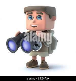3D render of a hiker binoculars Banque D'Images