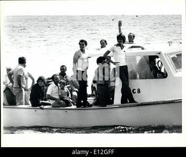 10 janvier 2012 - un bateau chargé de réfugiés cubains arrivant à Key West. Banque D'Images