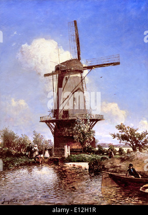 Moulin près de Delft 1857 Johan Barthold Jongkind 1819 - 1891 Néerlandais Pays-Bas Banque D'Images