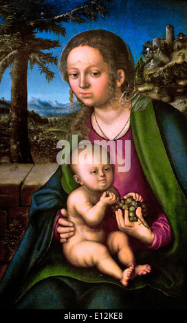 La Vierge à l'enfant avec un les raisins 1509-10 Lucas Cranach le Vieux Kronach 1472-Weimar 1553 Allemand Allemagne Banque D'Images