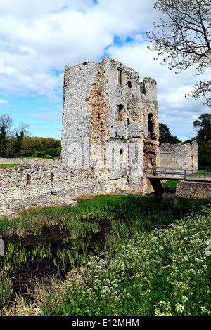 15ème siècle, le château de Baconsthorpe Gatehouse intérieure et des douves, Norfolk England UK English châteaux médiévaux Banque D'Images