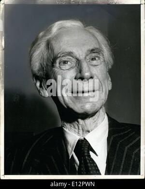 24 février 2012 - Lord Bertrand Russell cca au moment qu'il remporte le Prix Nobel en 1950. Banque D'Images