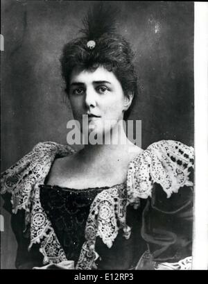 24 février 2012 - Photo montre Lady Randolph Churchill, fille de Leonard Jerome de New York - femme de Lord Randolph Churchill et mère de Sir Winston Churchill qui est né en 1874, Portrait pris en 1872. Banque D'Images