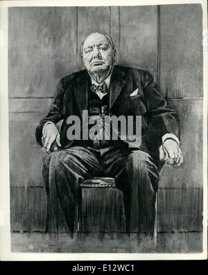 Le 26 février, 2012 - Le portrait peint par M. Graham Sutherland offert à Sir Winston Churchill à l'occasion de son 80e anniversaire par des membres de la Chambre des lords et communes. Banque D'Images