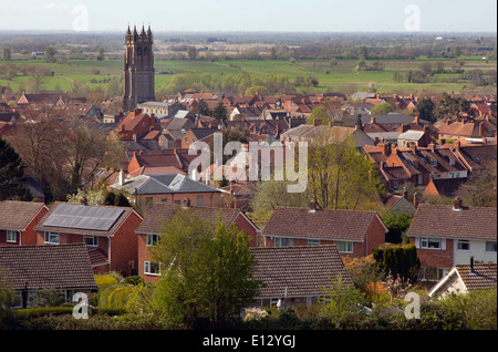 Somerset Glastonbury Tor une vue depuis le printemps Banque D'Images