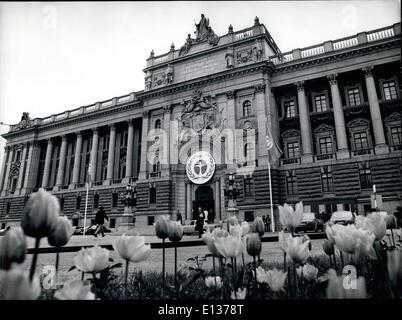 29 février 2012 - Conférence des Nations Unies sur l'environnement de Stockholm : l'ancien bâtiment du Parlement européen à Stockholm est l'un des endroits où la conférence des réunions ont lieu. Le bâtiment du parlement est également le centre de presse pour environ 1 000 représentants. Banque D'Images