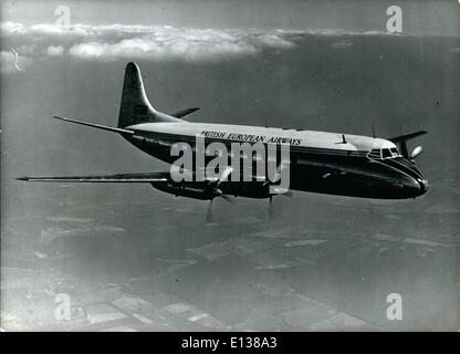 29 février 2012 - La production de la Vickers Viscount : Un Vickers Viscount aux couleurs de Capital Airlines. La compagnie a commandé 40 Vicomtes et pris une option sur 20 autres. Banque D'Images