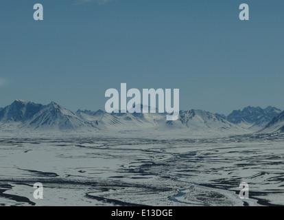 Un relevé par hélicoptère effectué en mai 2013 au-dessus des monts Kilbuck et du refuge faunique national du delta du Yukon a permis de surveiller les populations de rapaces. L'enquête est cruciale pour comprendre les tendances de la faune et les besoins de conservation dans la région. Banque D'Images