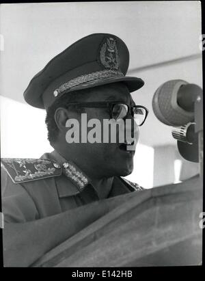 31 mars 2012 - Soudan : Nimeri. Le président Gaafar Mohammed Nimeri, Président du Soudan depuis son coup d'état militaire le 25 mai 1969. Né le 1er janvier 1930. Banque D'Images