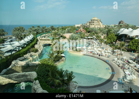 Emirats arabes unis, dubaï, Aquaventure près de Atlantis Hotel sur Palm Jumeirah Banque D'Images