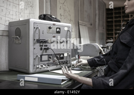 Salle de contrôle Vintage sous terre à l'Écosse's Secret Bunker dans Troywood Banque D'Images