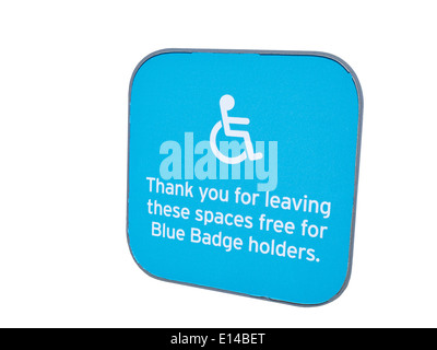 Place de parking pour personnes handicapées les détenteurs de badge bleu sign UK Banque D'Images