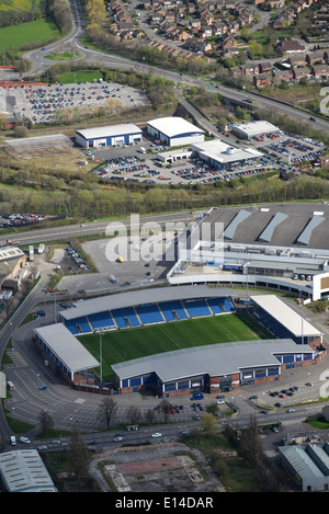 Une vue aérienne de l'Proact Stadium, domicile de Chesterfield FC, également connu sous le nom de l'Spireites Banque D'Images