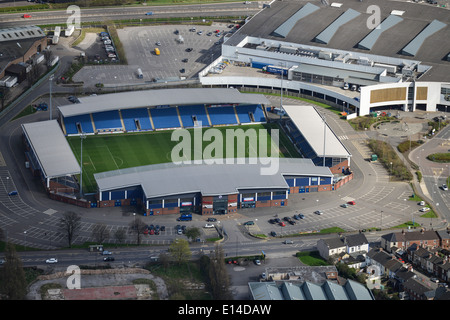 Une vue aérienne de l'Proact Stadium, domicile de Chesterfield FC, également connu sous le nom de l'Spireites Banque D'Images